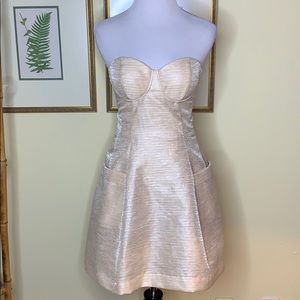 BEBE Gold Strapless Cocktail Party Dress Size XS